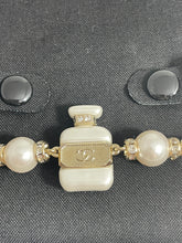 Load image into Gallery viewer, Chanel 22S CC Gold Tone Pearly White Perfume Bottle Bracelet
