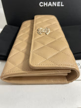 Load image into Gallery viewer, Chanel Beige Long Snap Flap Caviar Wallet
