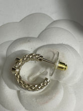 Load image into Gallery viewer, Chanel 22S CC Gold Tone Crystal CC Hoop Earrings
