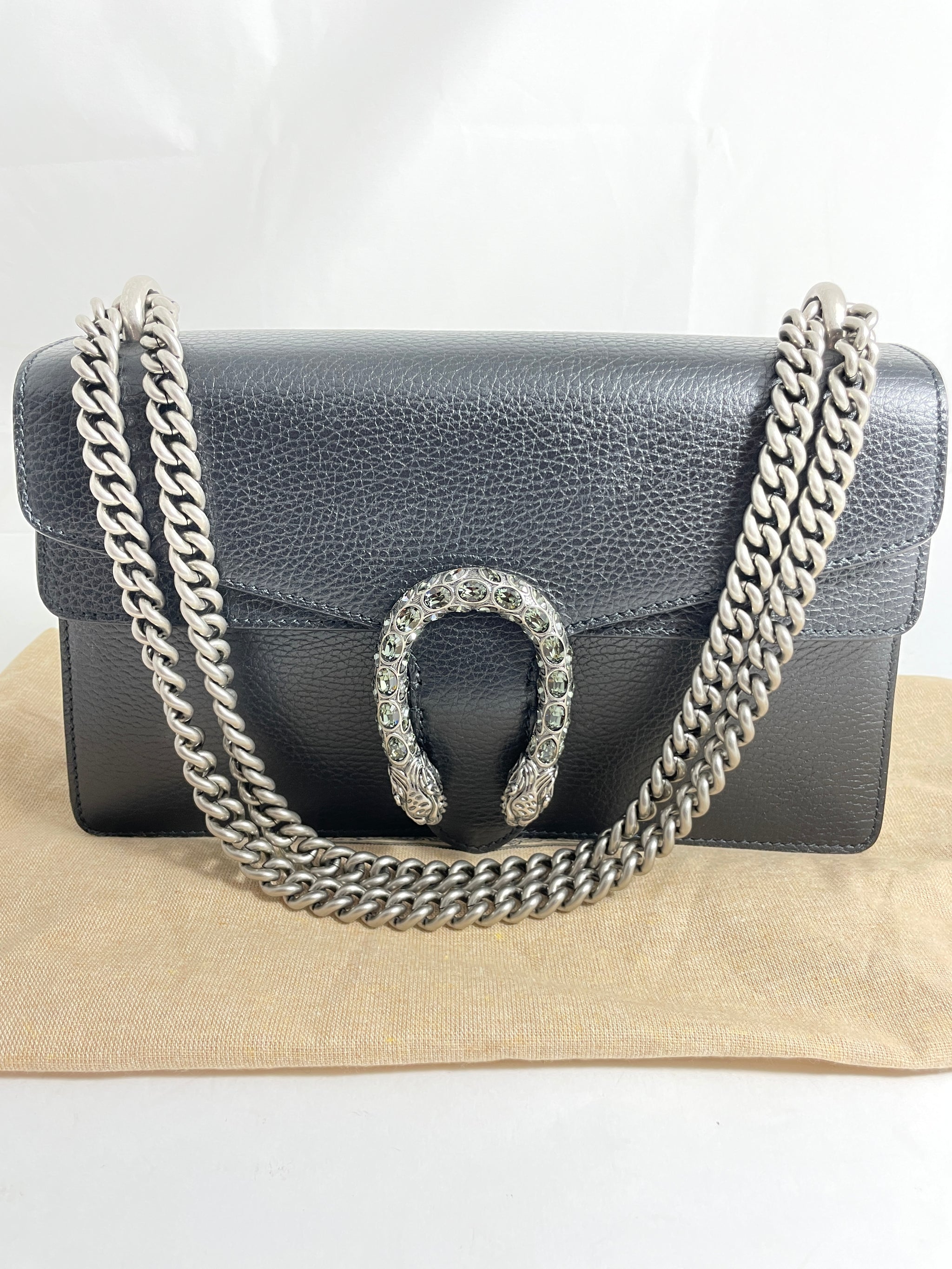Gucci Dionysus Black Leather Mini Crossbody Bag – The 