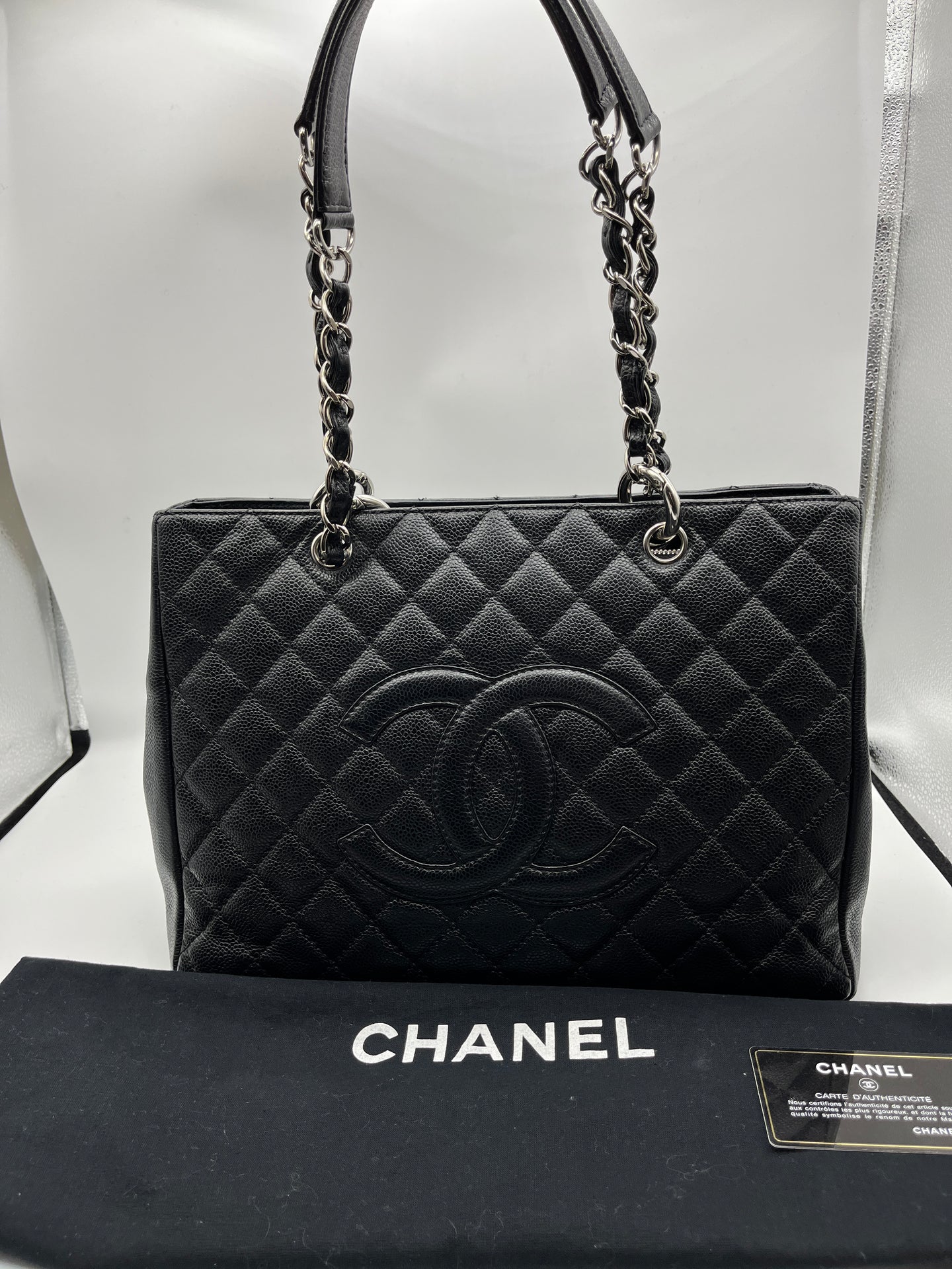 Chanel Black Quilted Caviar GST Grand Shopping Tote