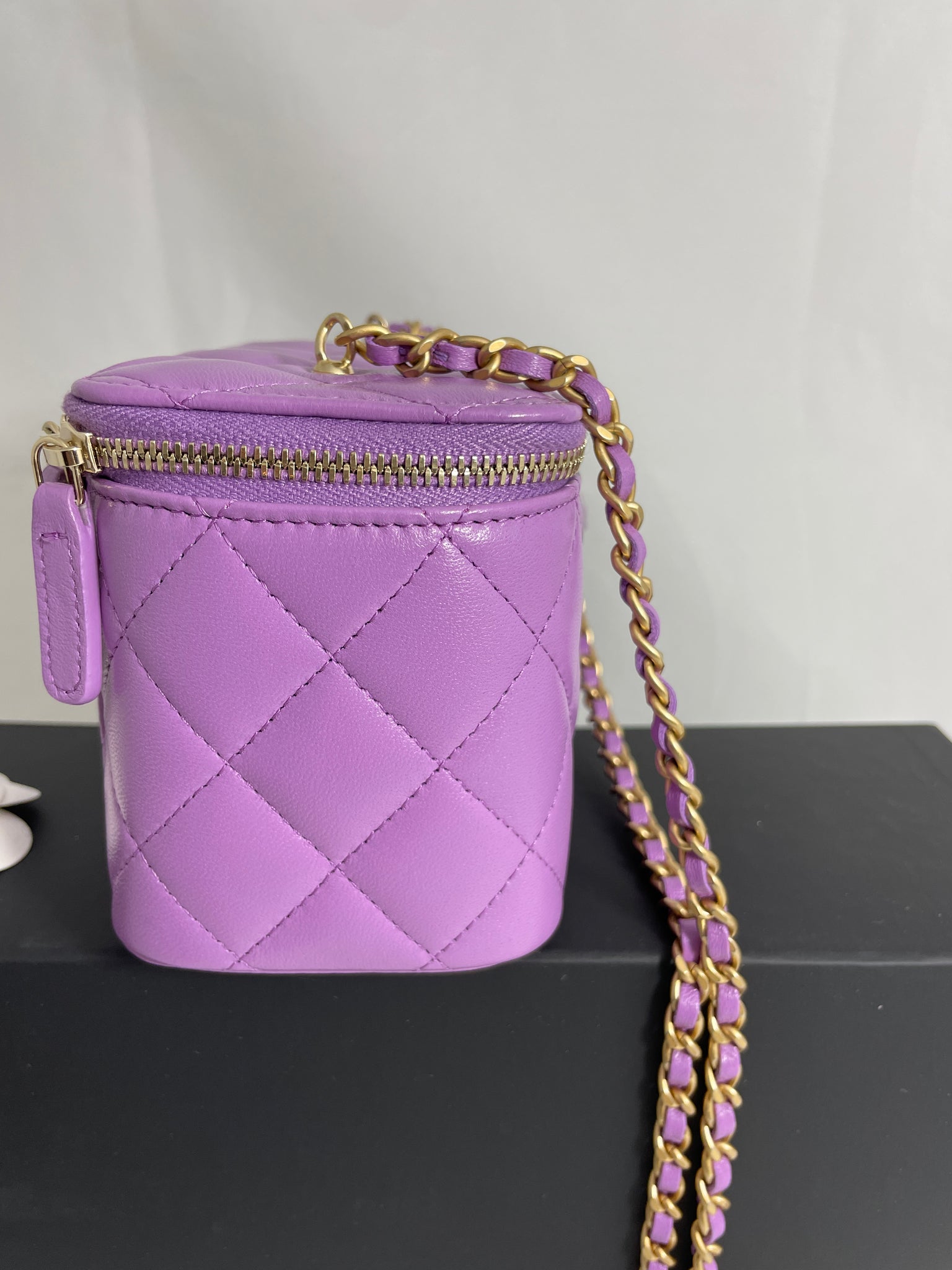 Chanel Classic Violet Lambskin Pearl Crush Vanity Bag – The Millionaires  Closet