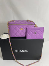 Load image into Gallery viewer, Chanel Classic Violet Lambskin Pearl Crush Vanity Bag
