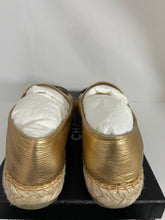Load image into Gallery viewer, Chanel Metallic Gold Leather CC Espadrilles
