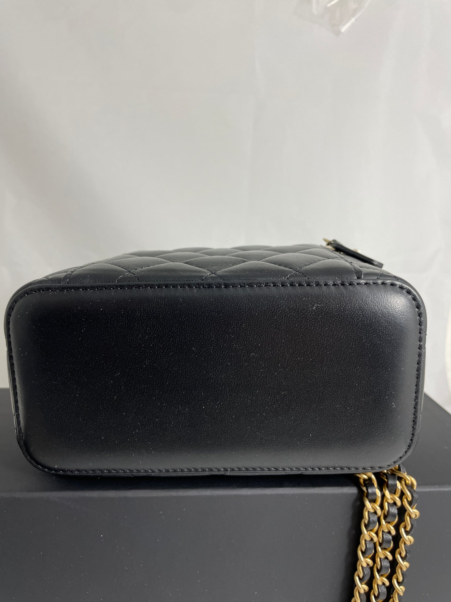 Chanel Classic Black Lambskin Pearl Crush Vanity Bag – The