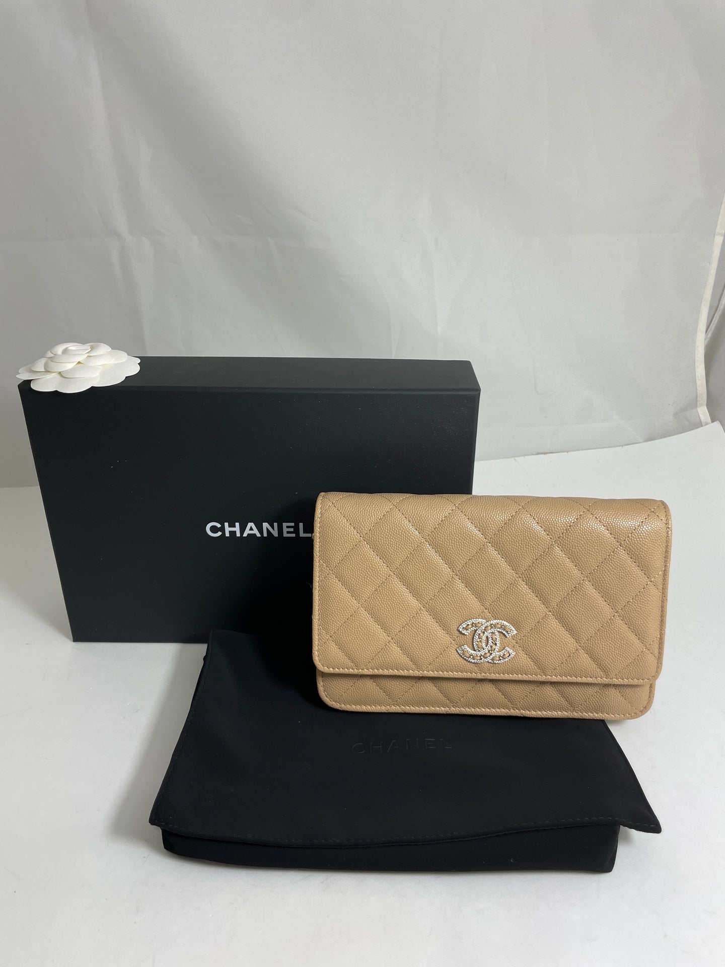 Chanel  Beige Caviar GHW WOC Crossbody Bag