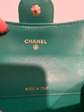 Load image into Gallery viewer, Chanel Green Lambskin Flap Card Case
