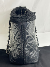 Load image into Gallery viewer, Chanel Black Tweed PVC Tote Handbag
