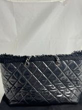 Load image into Gallery viewer, Chanel Black Tweed PVC Tote Handbag
