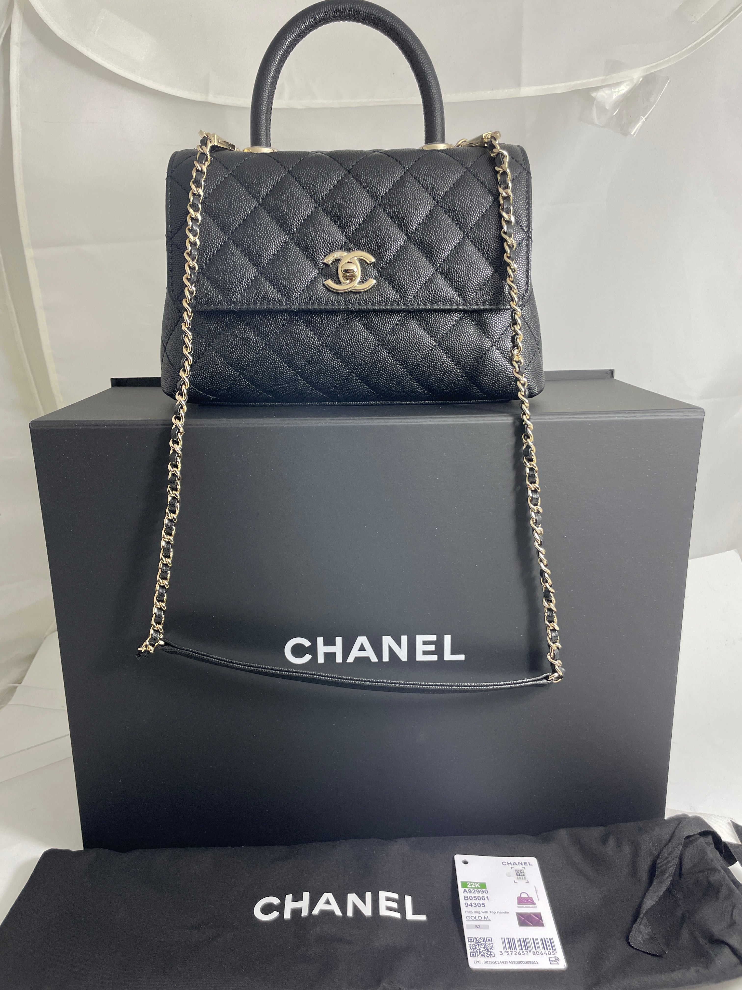 CHANEL Coco Handle 2WAYShoulder Bag Size XS Caviar Leather Black A92990