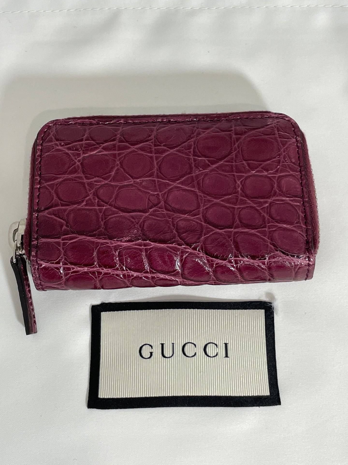 Gucci Cherry Genuine Crocodile Leather Zip Wallet