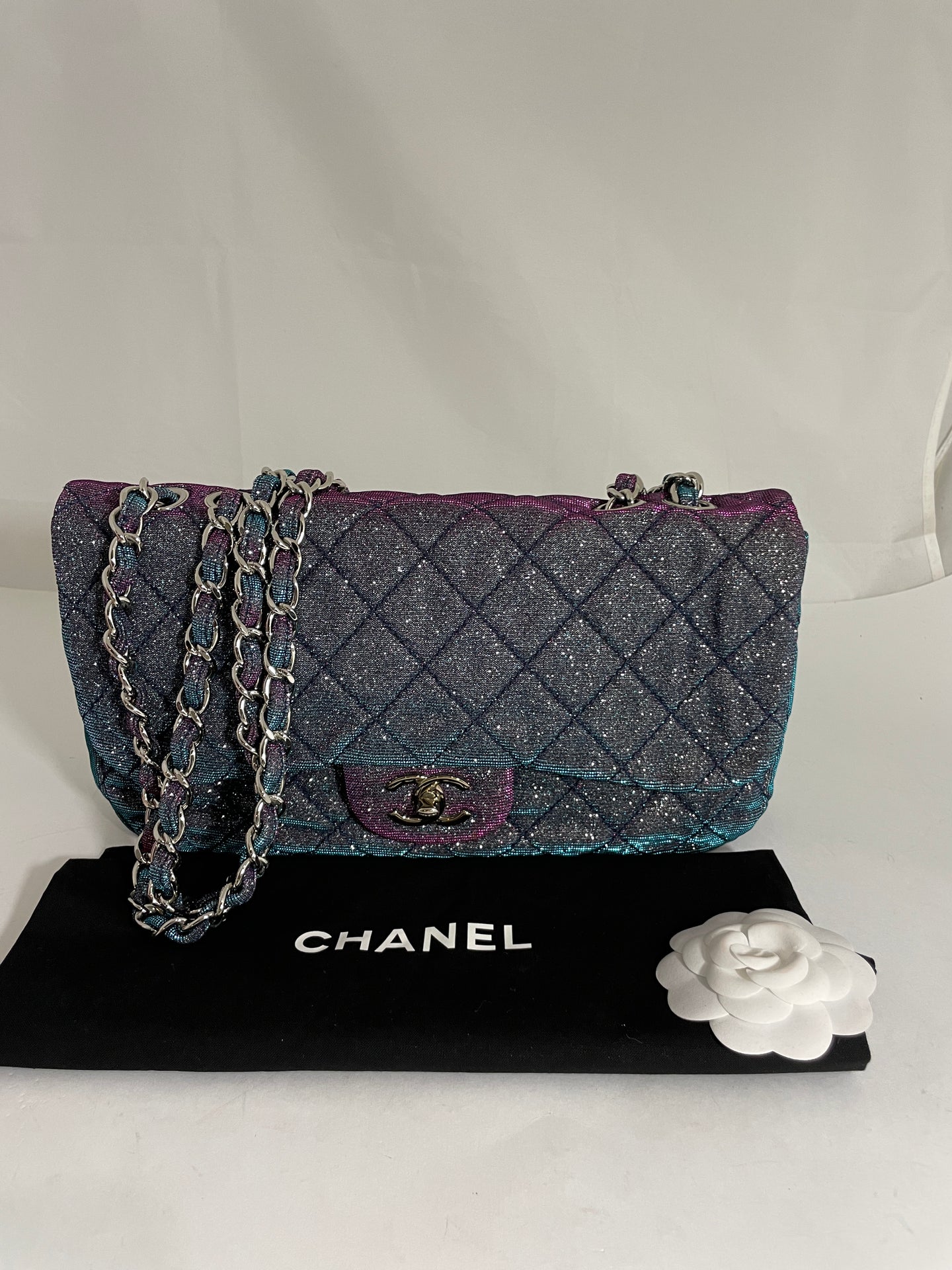 Chanel Iridescent Glitter Jumbo Crossbody Bag