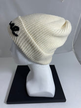 Load image into Gallery viewer, Chanel Cashmere Ivory Black Script Hat
