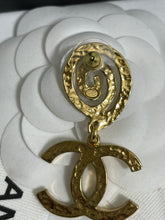 Load image into Gallery viewer, Chanel 22C Gold Tone CC Scroll Earrings
