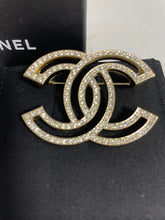 Load image into Gallery viewer, Chanel Gold Outline Crystal Brooch
