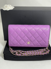 Load image into Gallery viewer, Chanel Classic Violet Caviar WOC Wallet On Chain Handbag
