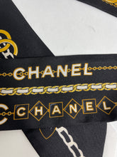 Load image into Gallery viewer, Chanel Black Camellia Twilly Scarf
