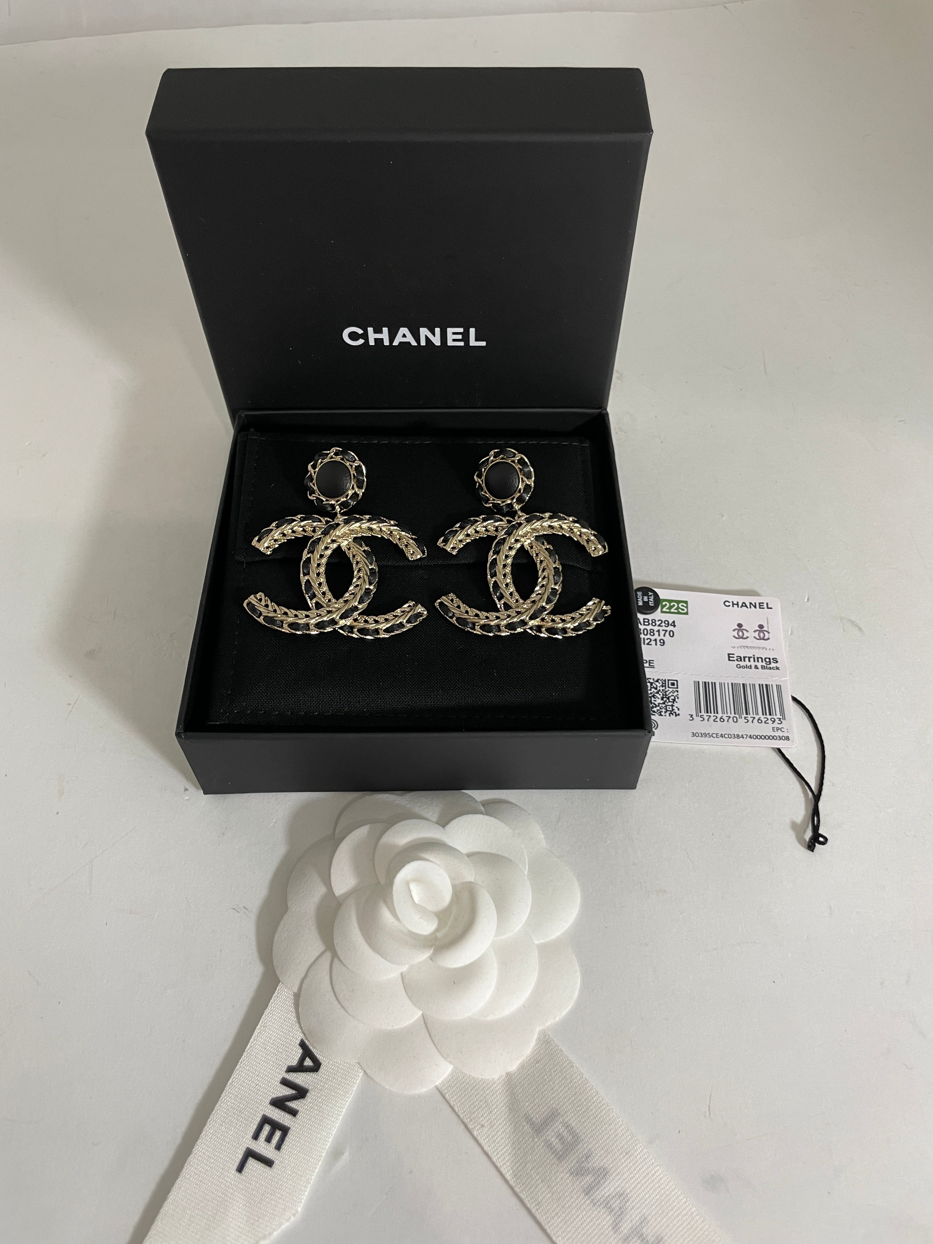 Chanel Medium CC Black Statement Earrings