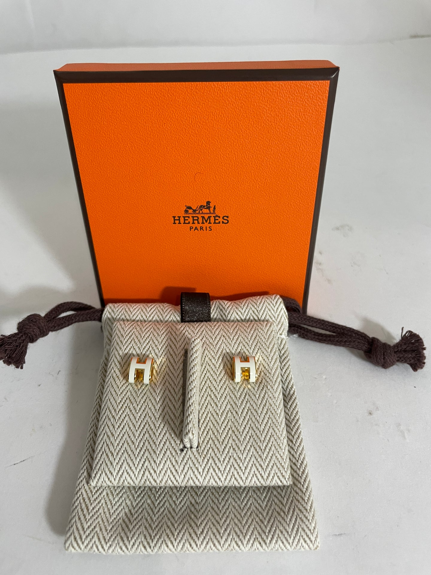 Hermes Mini H Pop Ivory Earrings