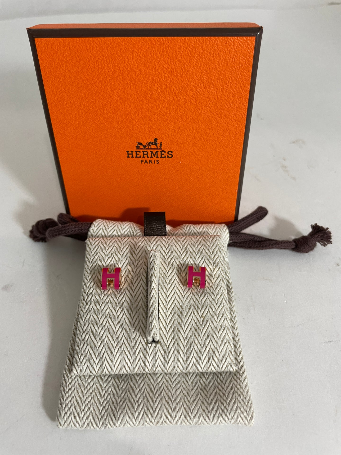 Hermes Mini H Pop Rose Pink Earrings