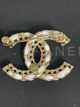 Load image into Gallery viewer, Chanel 22S Gold White Leather Chain Brooch
