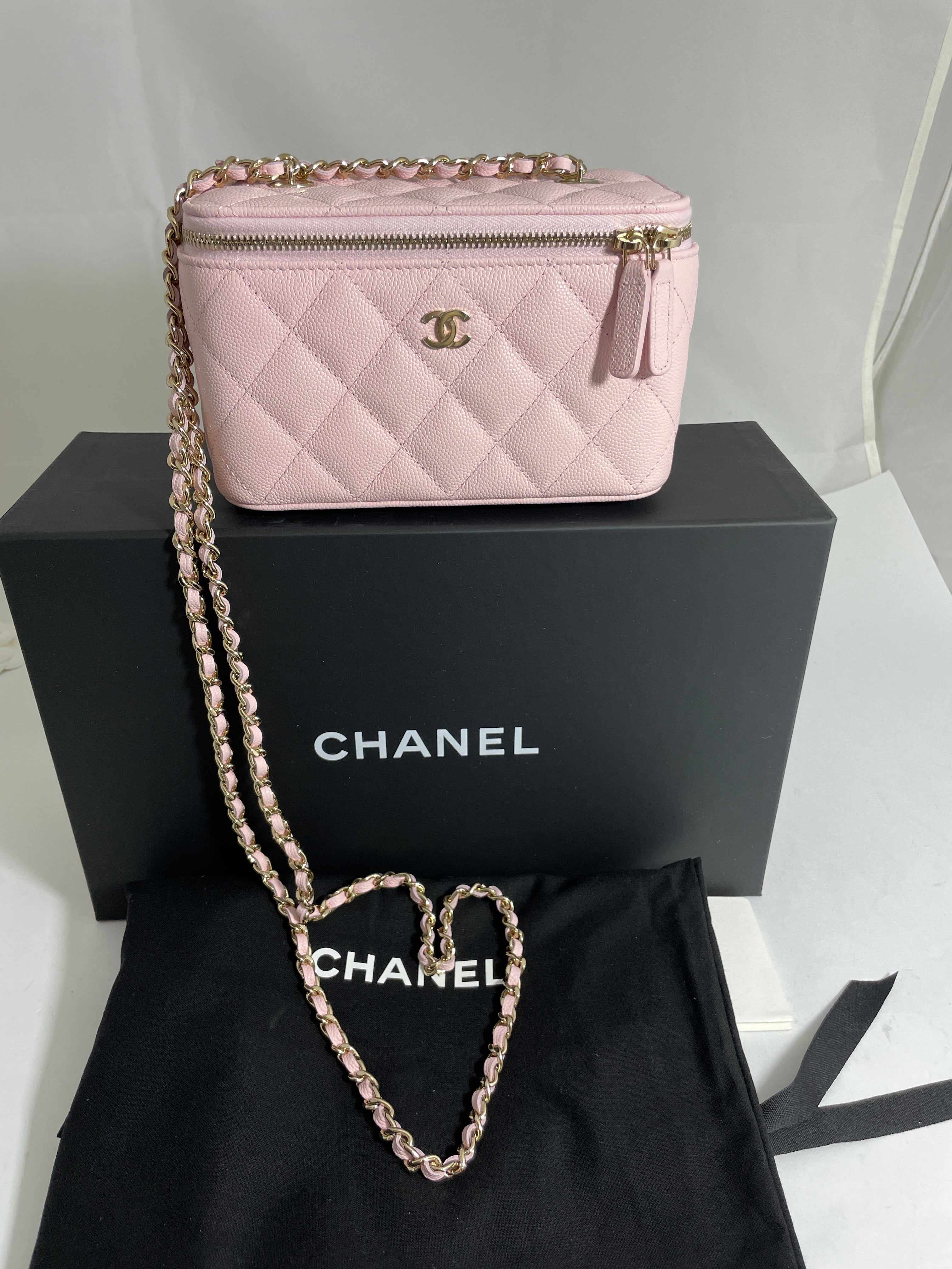 Chanel Sakura Pink Caviar Vertical Vanity Bag With Chain, myGemma, CH
