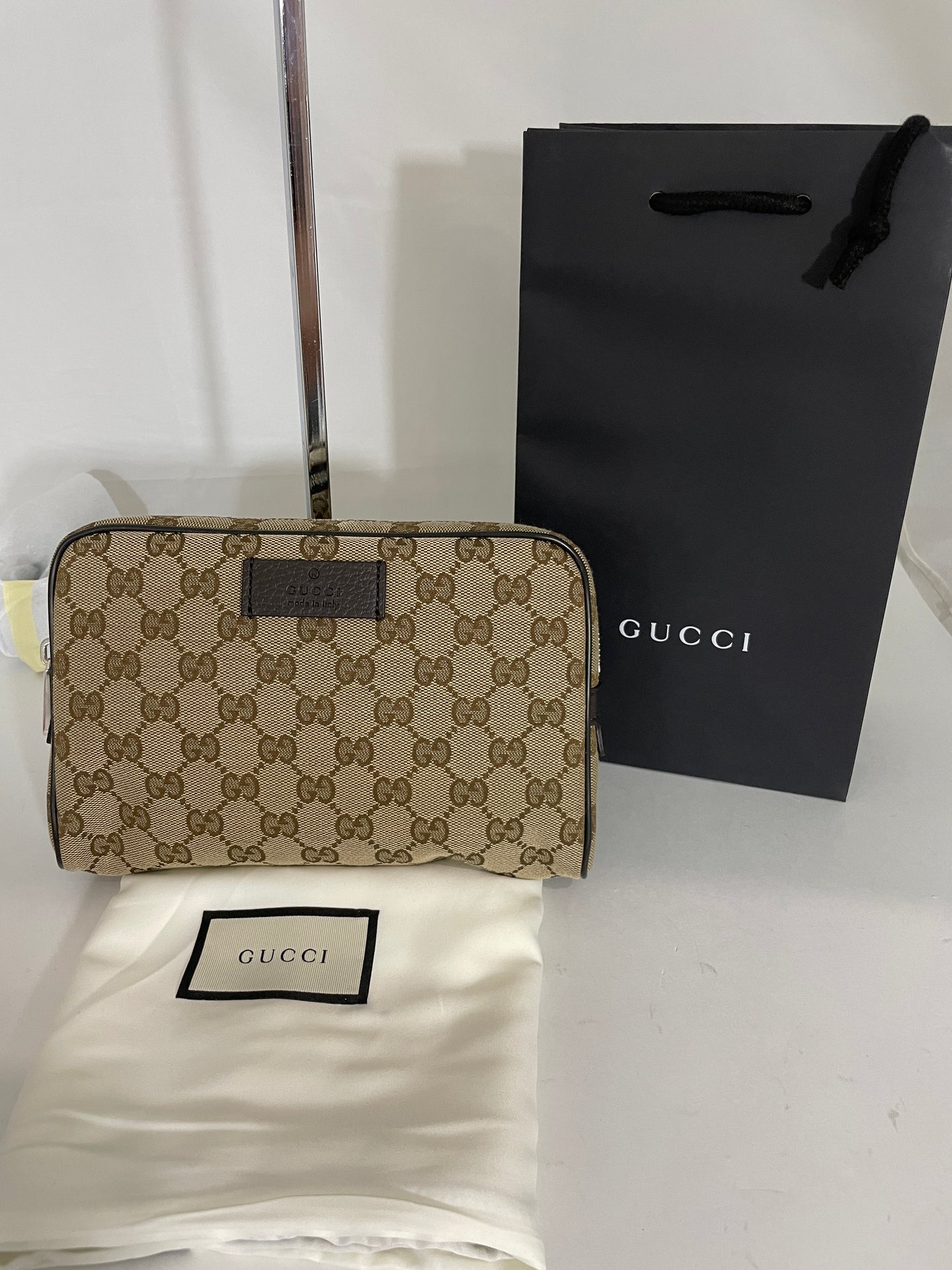 Gucci Beige Brown GG Fanny Belt Bag