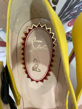 Load image into Gallery viewer, Christian Louboutin Yellow Crepe De Chine Fabric Maryjane Pumps

