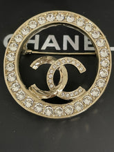 Load image into Gallery viewer, Chanel Gold Tone Circle Crystal Brooch
