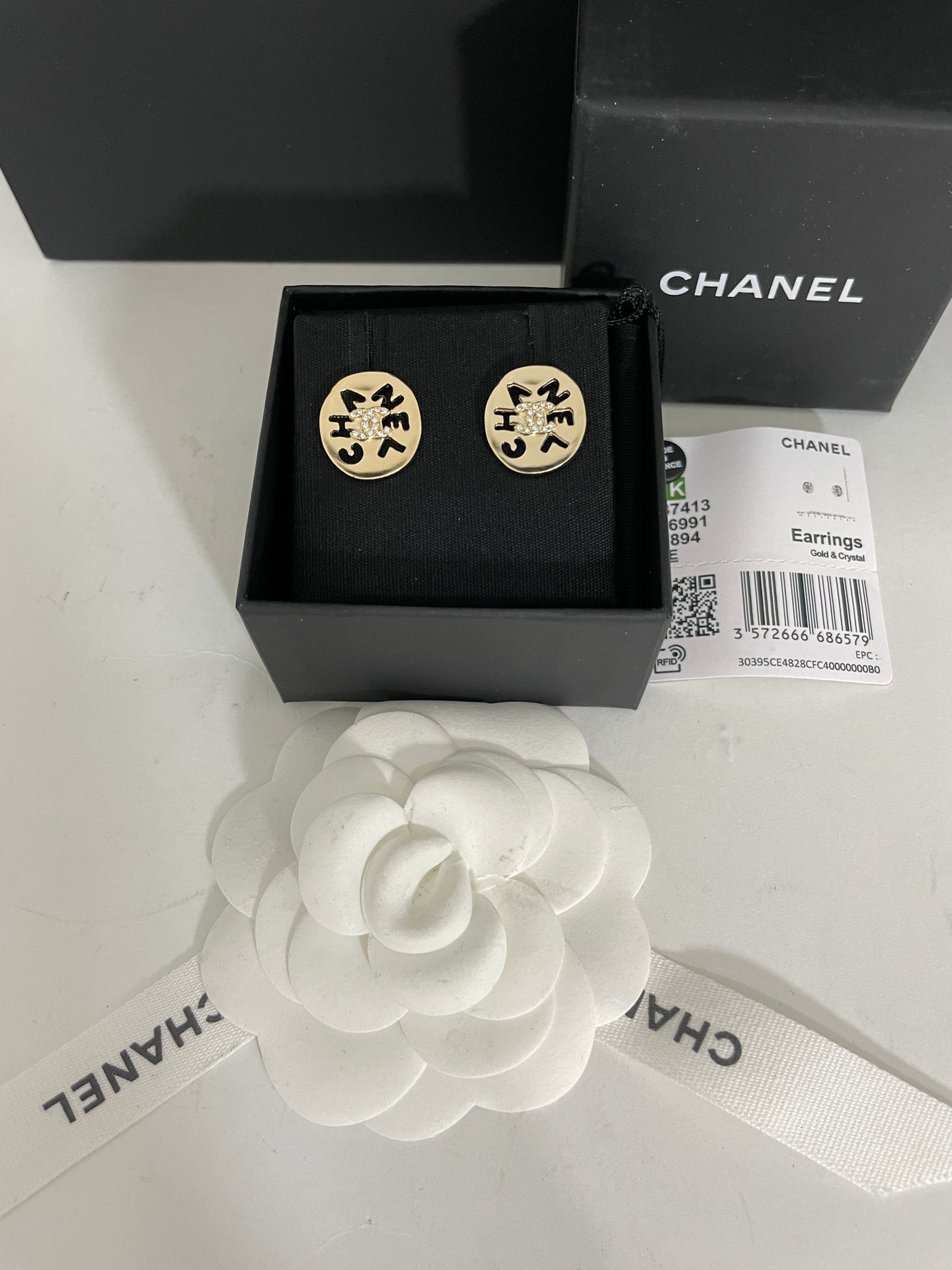 Chanel 21K Gold Round Disc Earrings