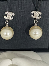 Load image into Gallery viewer, Chanel Silver tone CC With Pearl Drop
