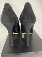 Load image into Gallery viewer, Chanel Black Suede CC Round Toe Pumps

