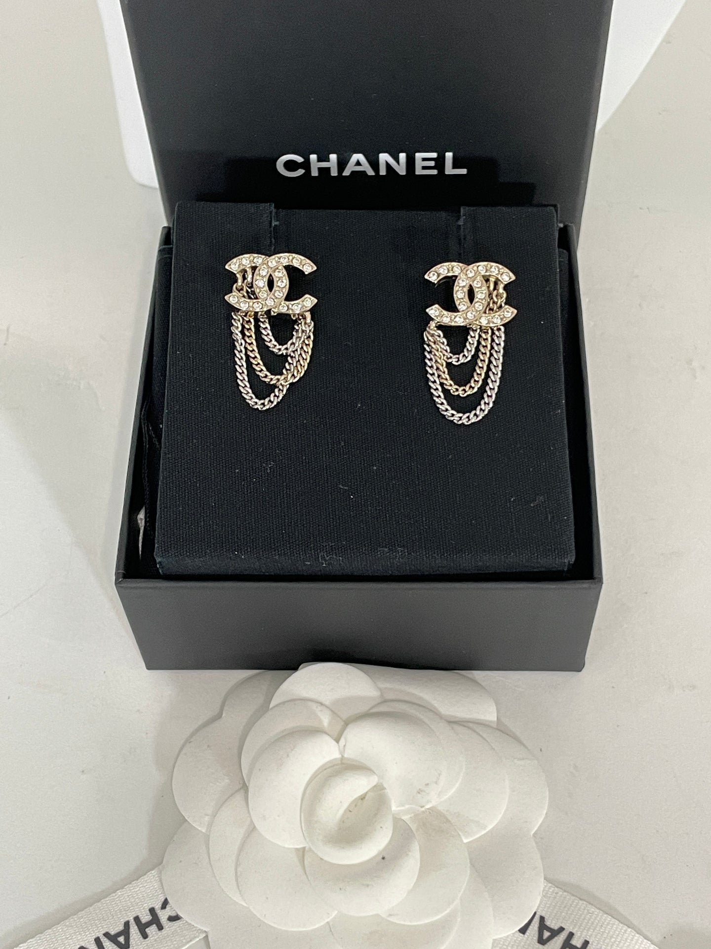 Chanel Orbit Gold Silver Two Tone Earring