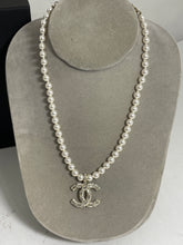 Load image into Gallery viewer, Chanel CC Pearl Choker Necklace Baguette CC
