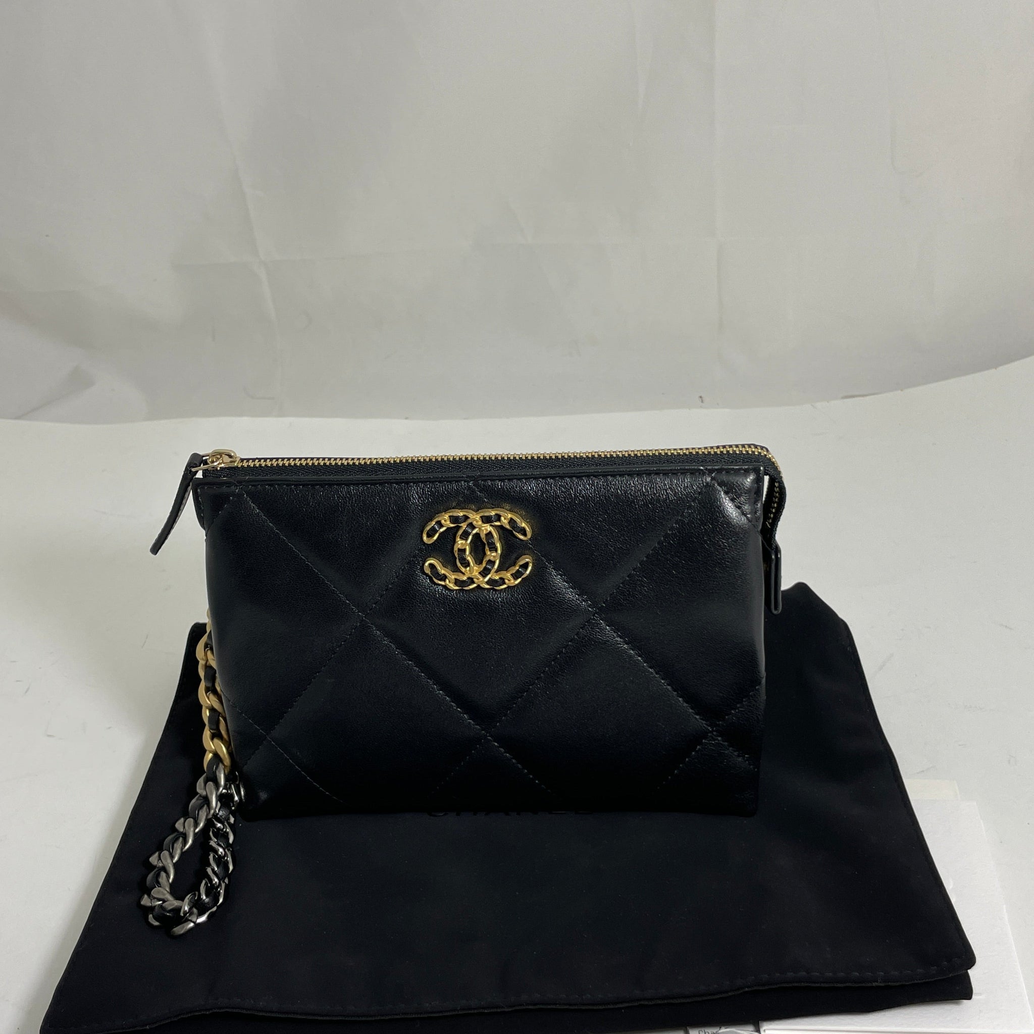 Chanel 19 leather clutch bag
