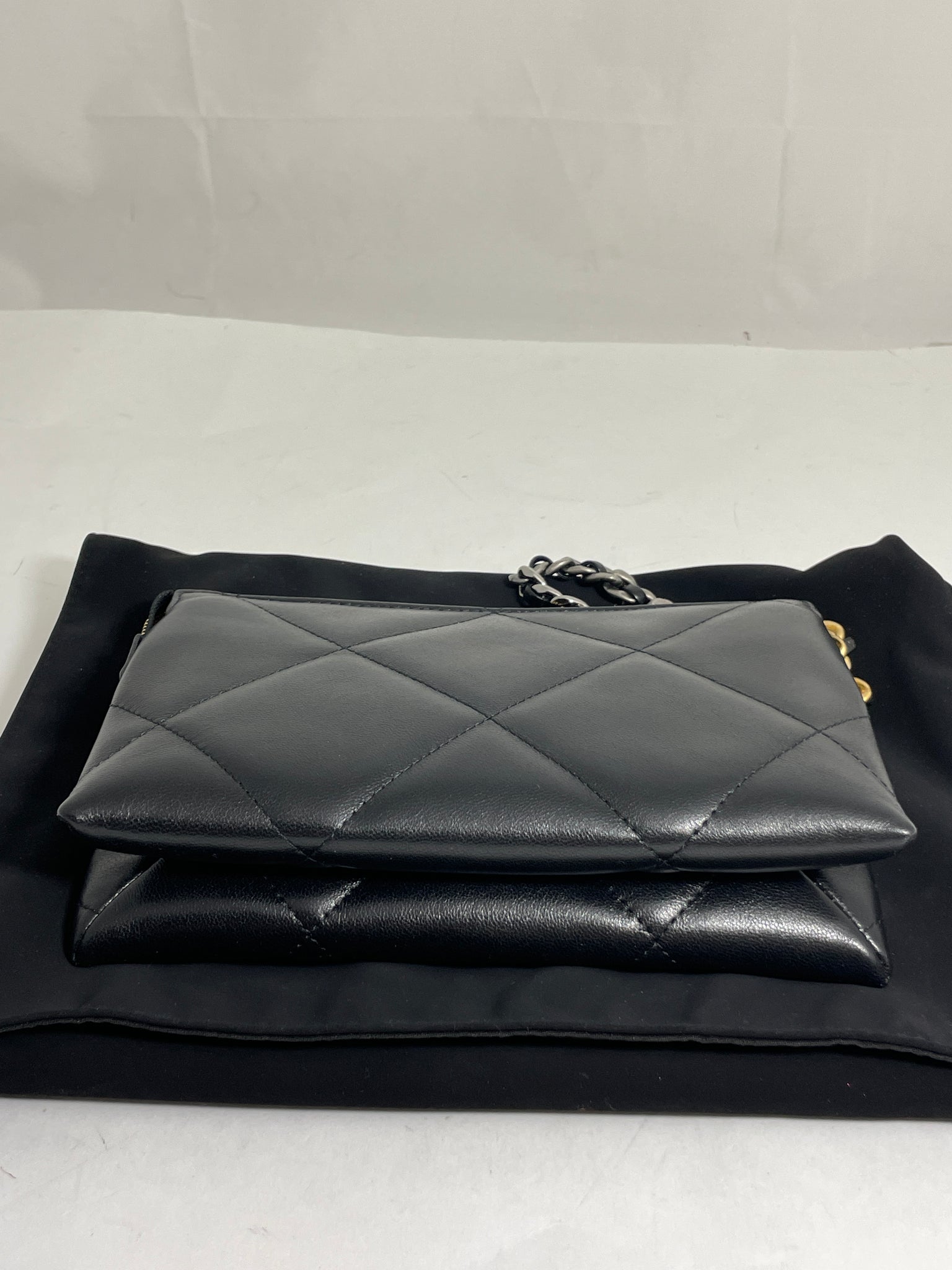 Chanel 19 Black Quilted Wristlet Clutch Bag