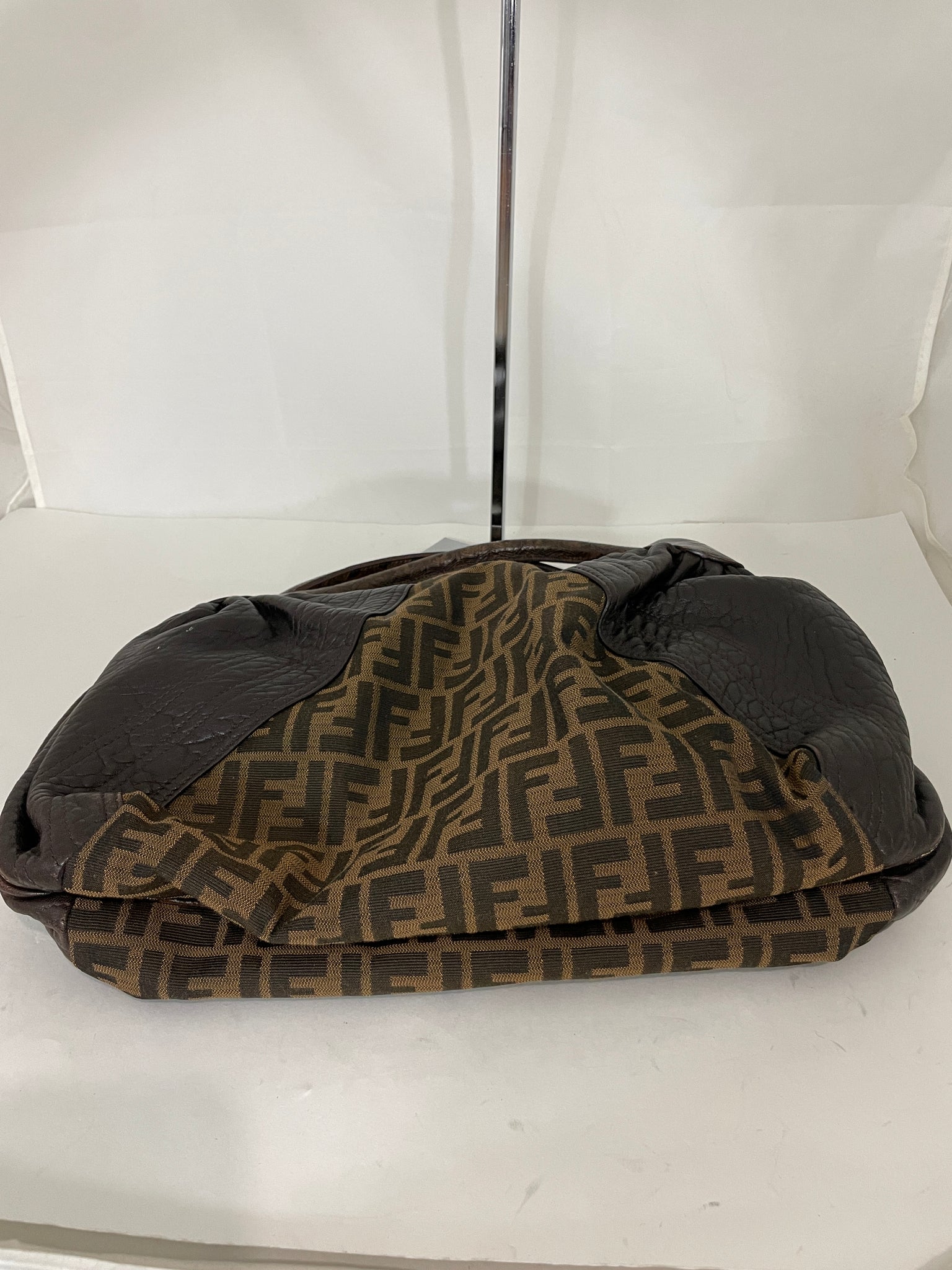 Fendi Brown, Pattern Print Vintage Tortuga-Trimmed Zucca Spy Bag