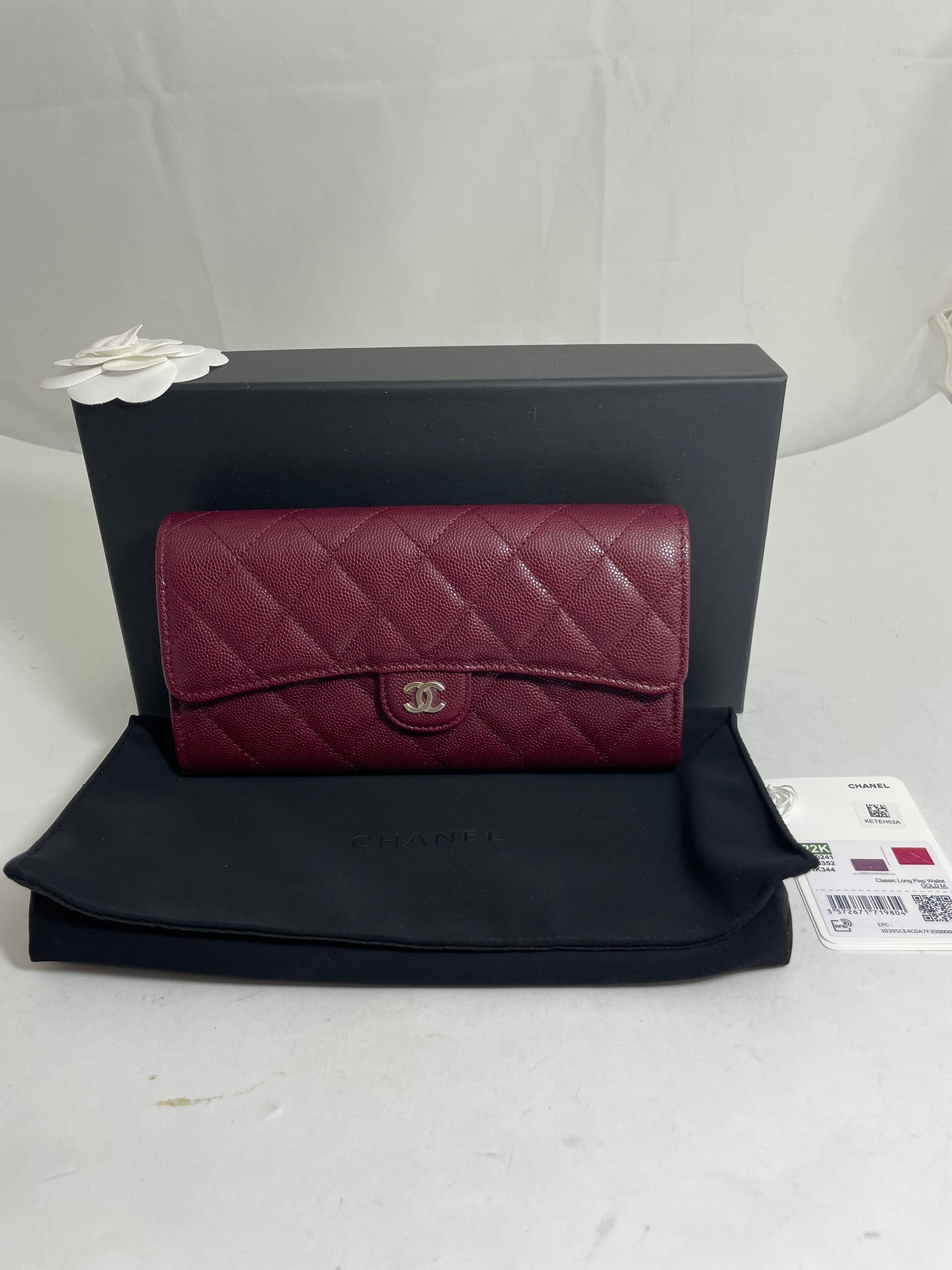 Chanel  Bordeaux Caviar Folding Wallet