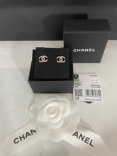 Load image into Gallery viewer, Chanel Mini CC Gold Tone Pearl Inlay Earrings

