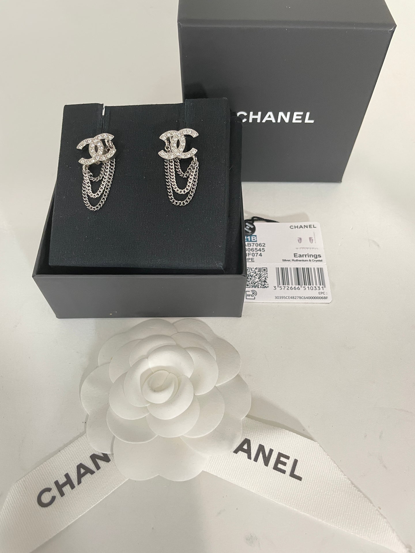 Chanel Orbit Silver Ruthenium Earring