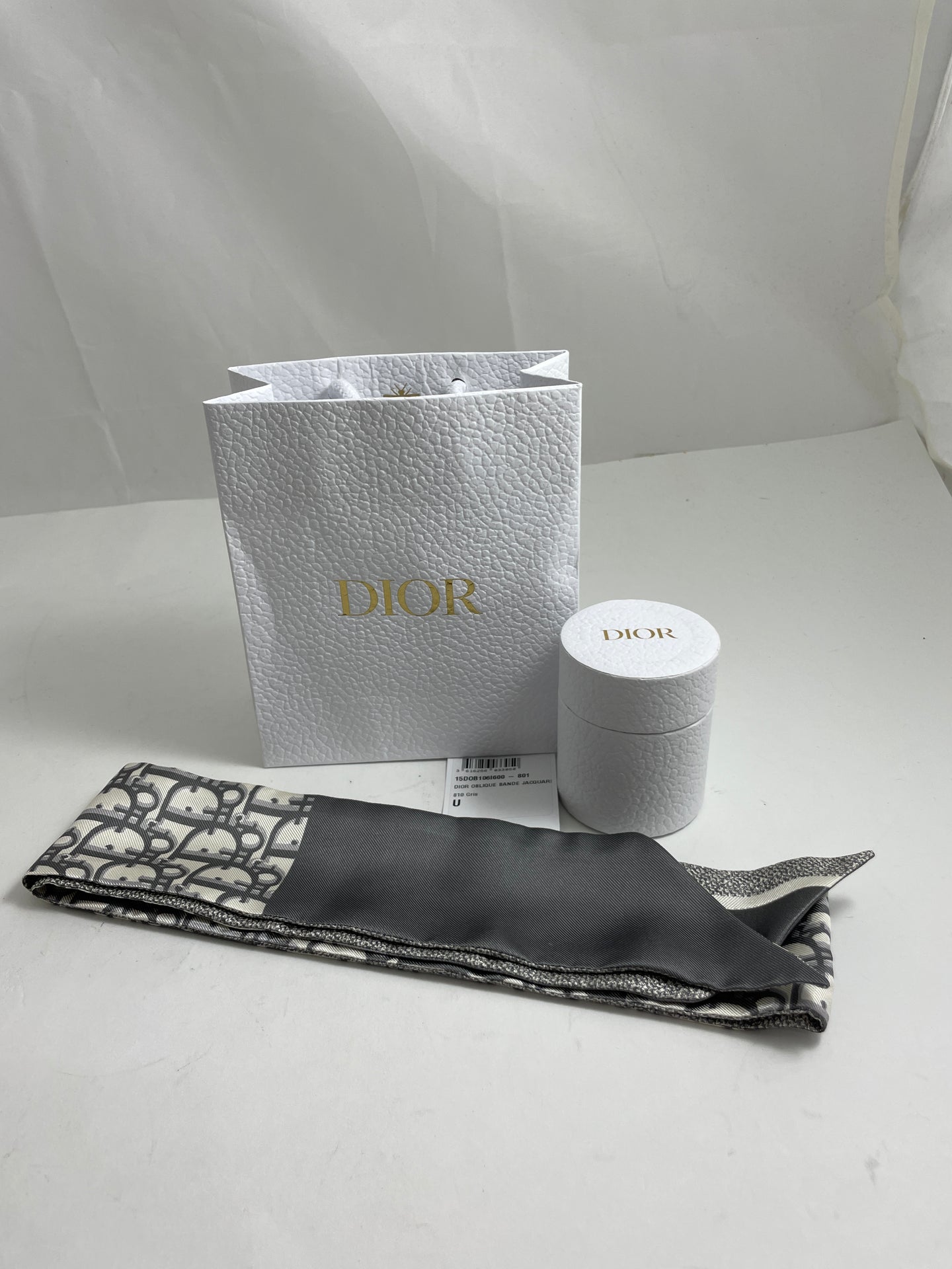 Dior Gray Silk Oblique Twilly