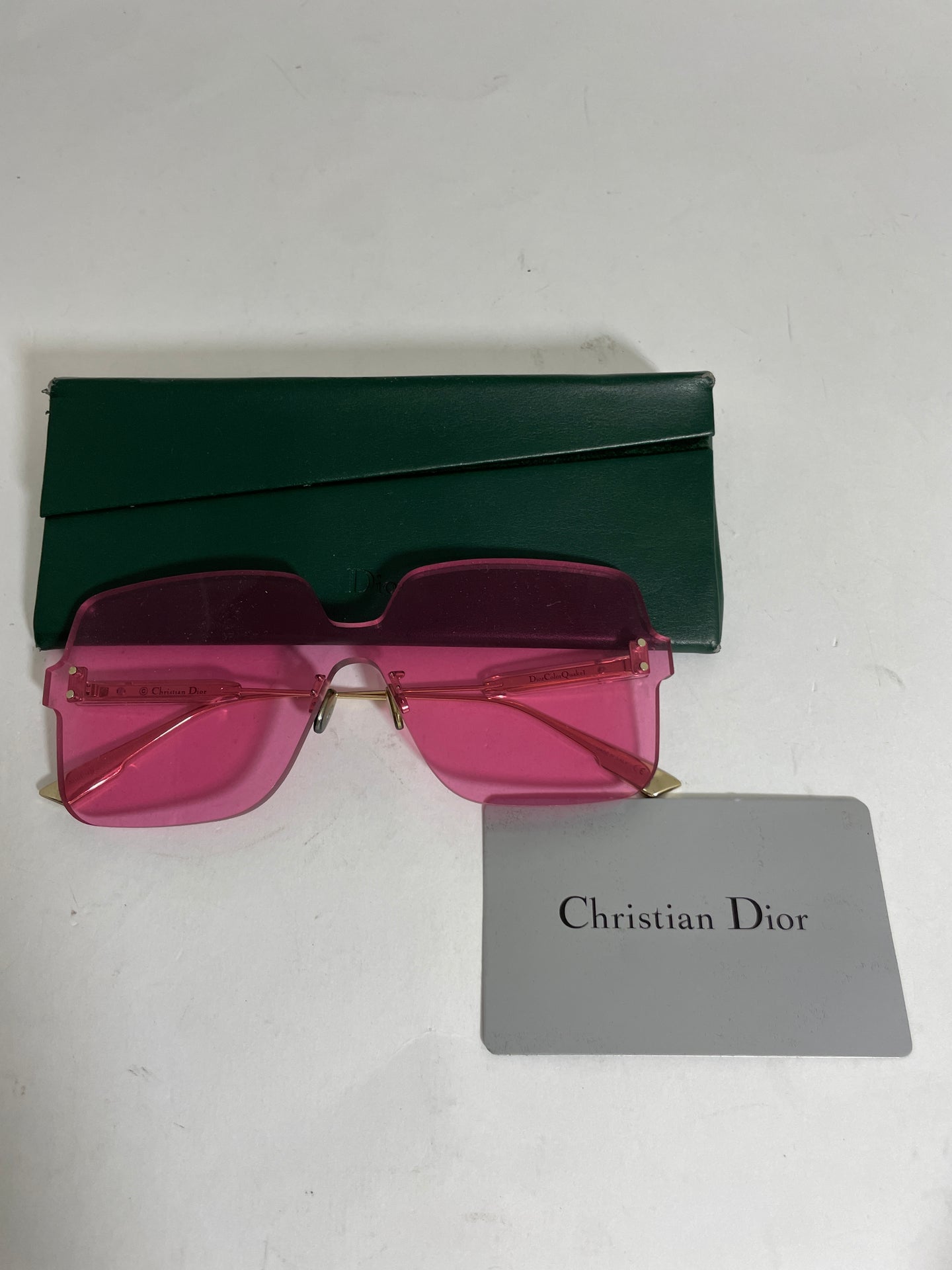Dior Pink Square Rimless Acetate Sunglasses