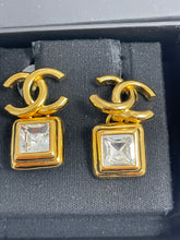 Load image into Gallery viewer, Chanel CC Gold Tone Crystal Statement Earring
