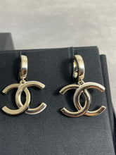 Load image into Gallery viewer, Chanel CC Gold Tone Statement Enamel White/Black Earrings
