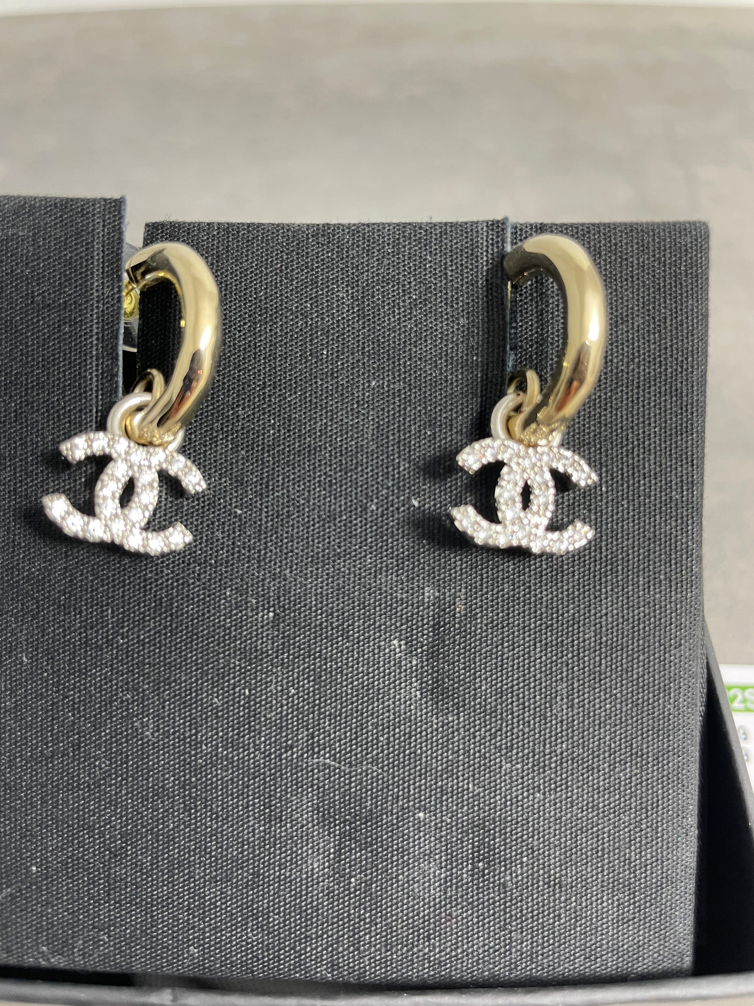 Chanel 23C CC Gold Tone Blue Yellow Pink Crystal Earrings – The  Millionaires Closet