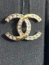 Load image into Gallery viewer, Chanel CC Gold Tone Crystal Earrings
