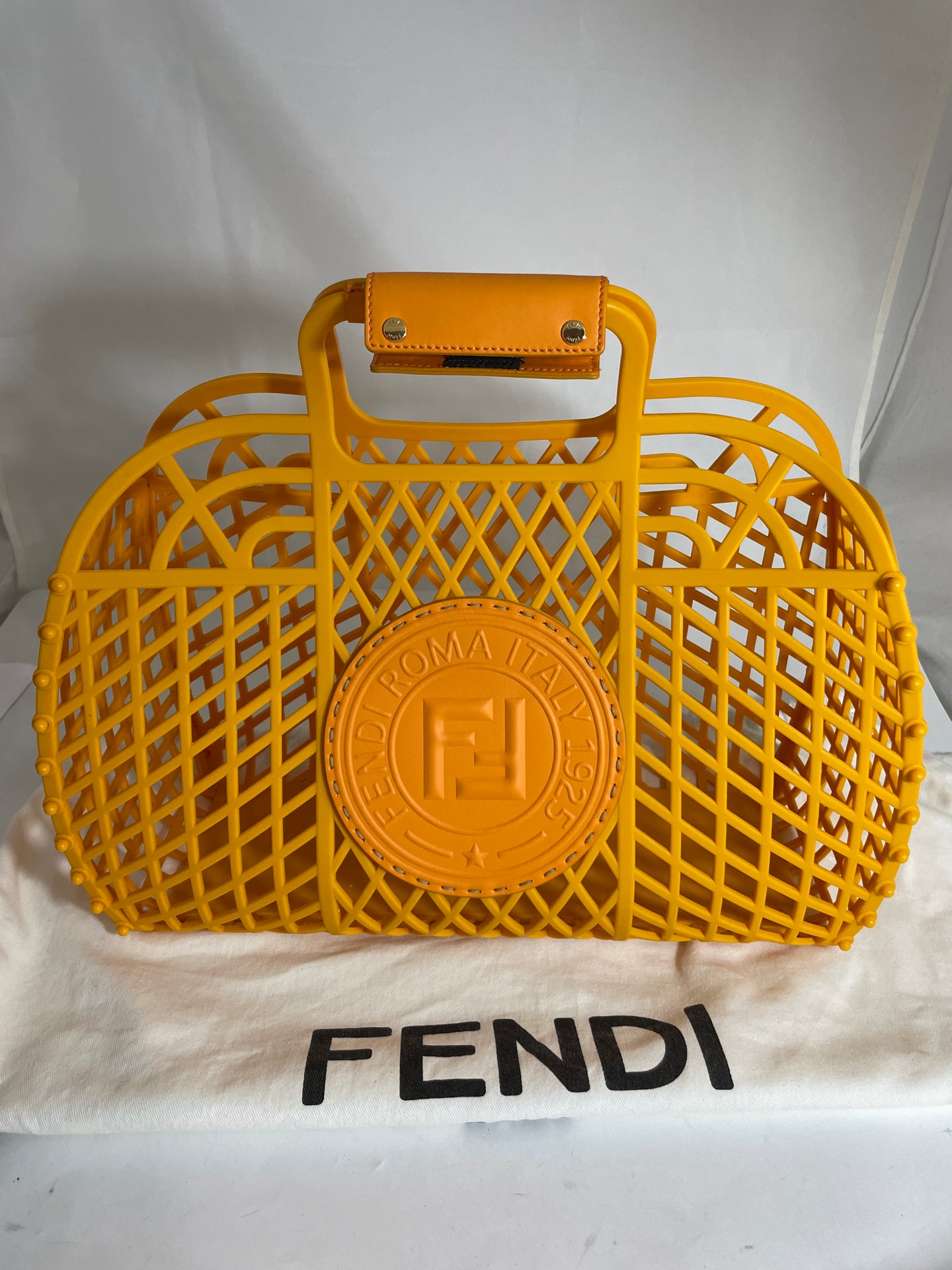 Fendi Orange Recycled Plastic Basket Bag