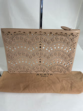 Load image into Gallery viewer, Alaia Beige Laser Cut Leather Zip Clutch
