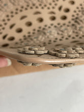 Load image into Gallery viewer, Alaia Beige Laser Cut Leather Zip Clutch

