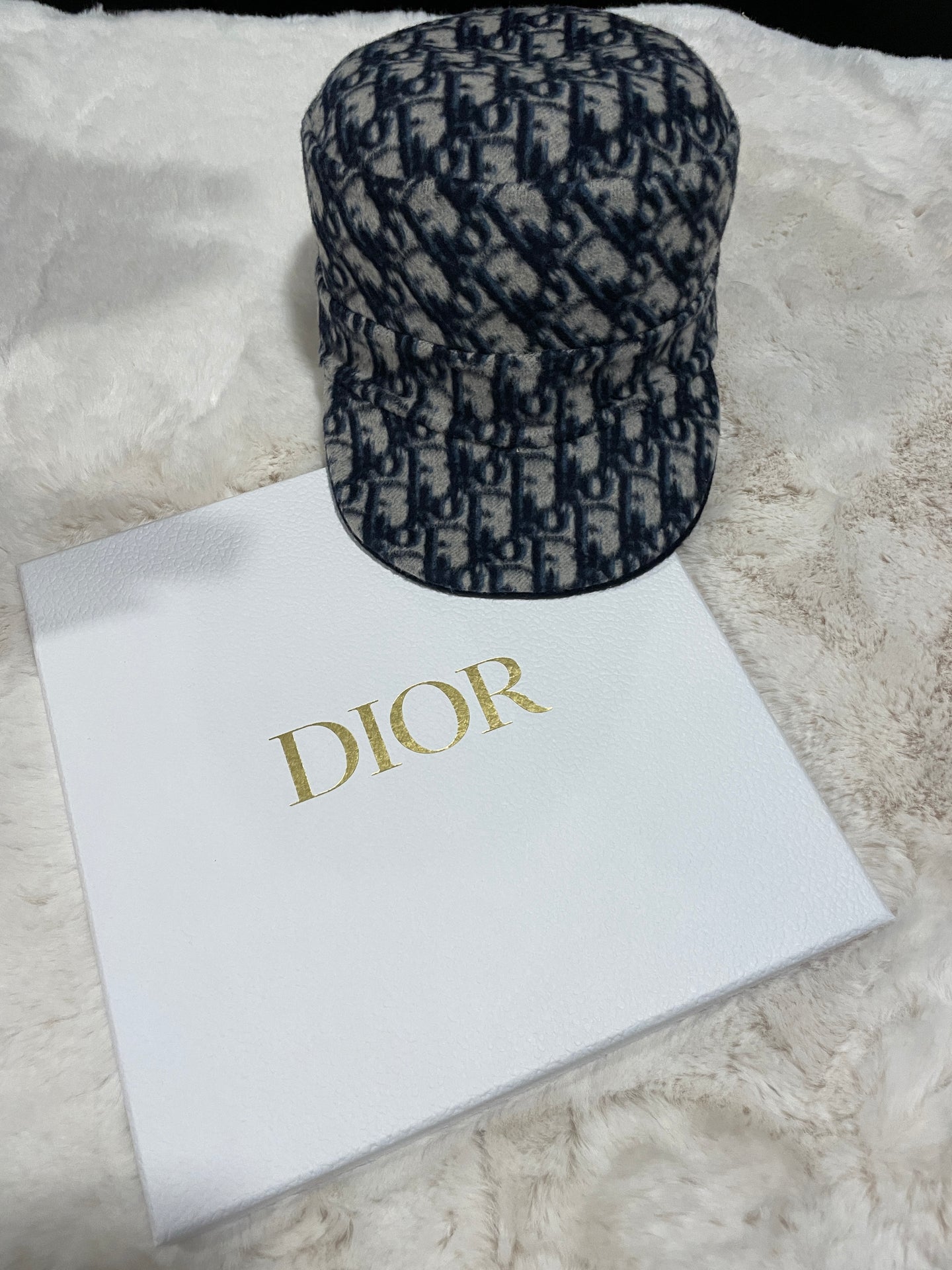 Dior Reversible Navy Dior Oblique News Boy Cap Hat
